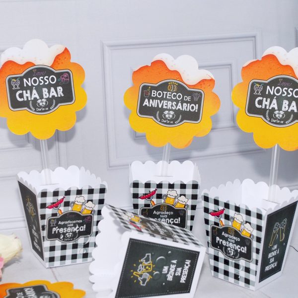 Centro de Mesa Tema Boteco para Aniversário e Chá Bar