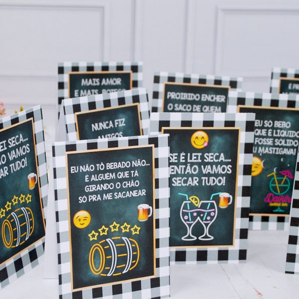 MINI Plaquinhas Divertidas Tema Boteco para Aniversário e Chá Bar