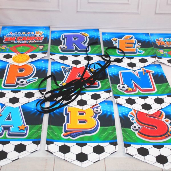 Varal De Letras Para Aniversário Tema Futebol frase PARABÉNS