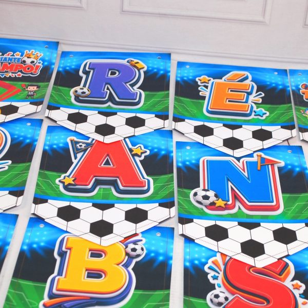 Varal De Letras Para Aniversário Tema Futebol frase PARABÉNS
