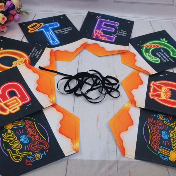 Varal de letras NEON decorativo tema Festa Boteco