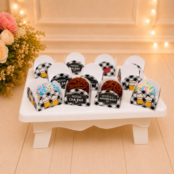 Forminha para Docinhos e Brigadeiros - Tema Boteco para Chá Bar e Aniversário