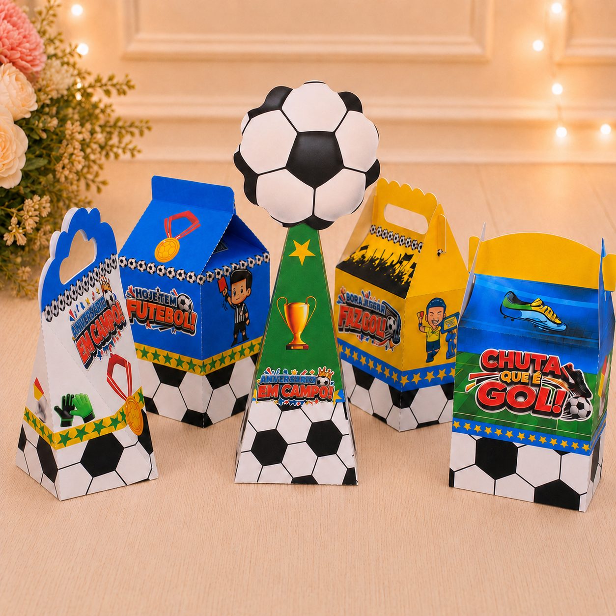 Kit de caixinhas tema Futebol