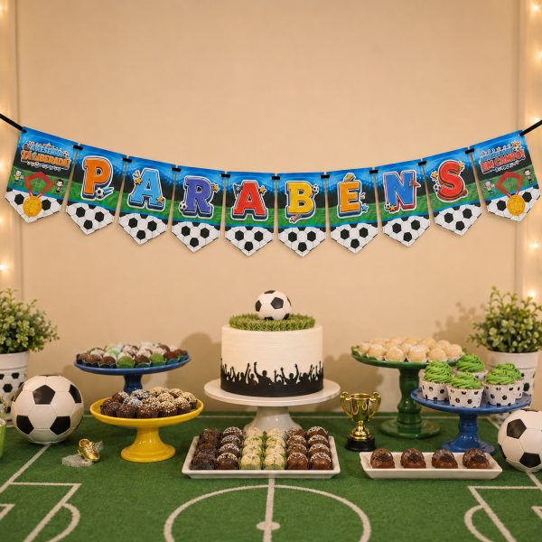 Varal De Letras Para Aniversário Tema Futebol frase PARABÉNS