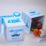 Novembro Azul Caixinha Modelo Cubo para Lembrancinhas