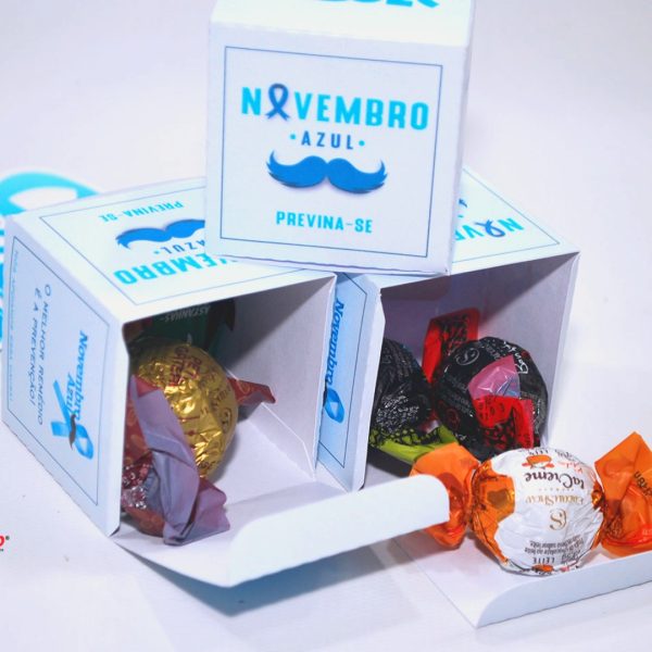 Novembro Azul Caixinha Modelo Cubo para Lembrancinhas