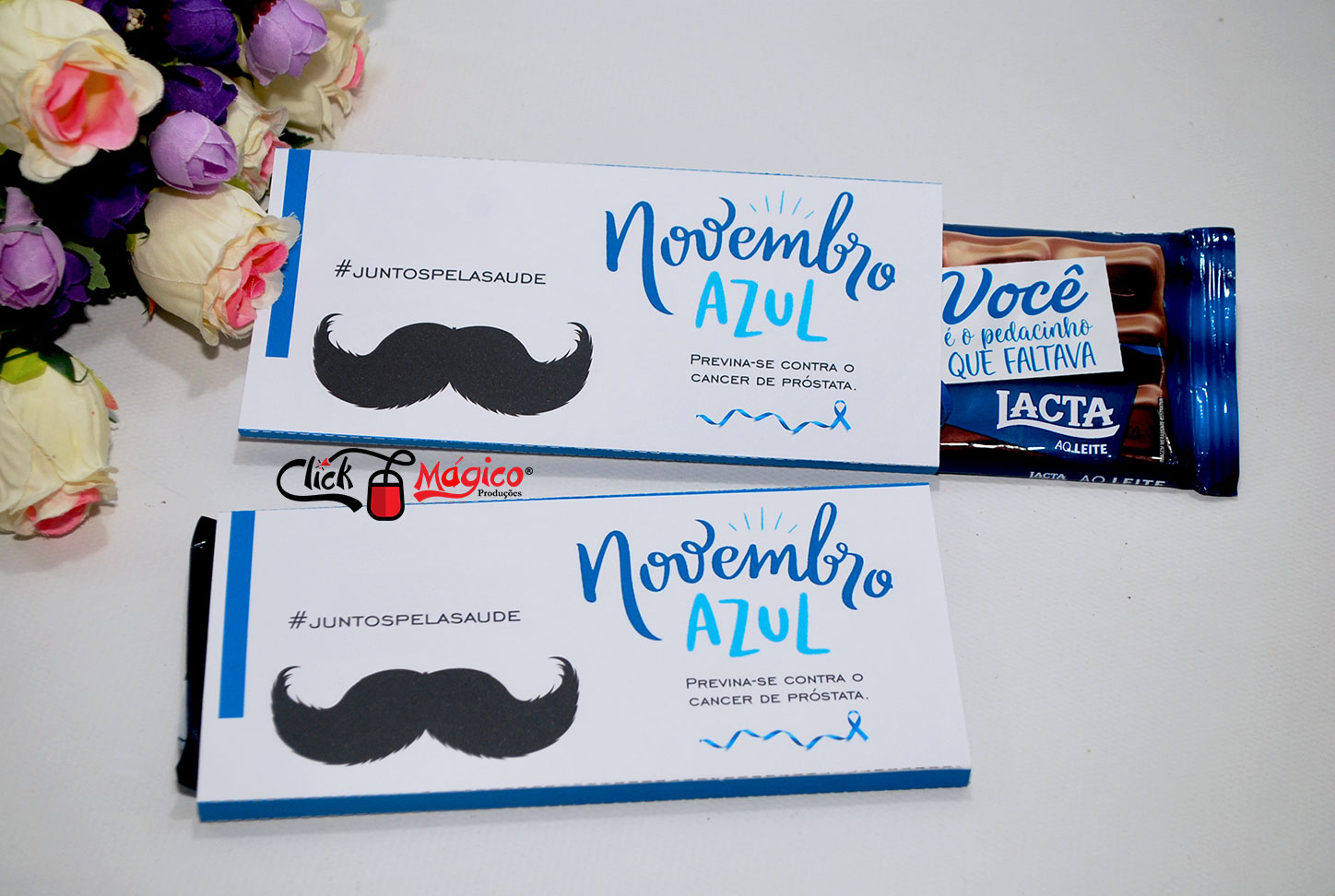 Novembro Azul Capinha para Barra de Chocolates montada