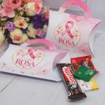 Outubro Rosa Caixa Almofadinha com Alça - Estampa Rosa Claro
