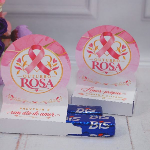 Outubro Rosa Caixinha Porta Bis ou Chicletes - Estampa Rosa Claro