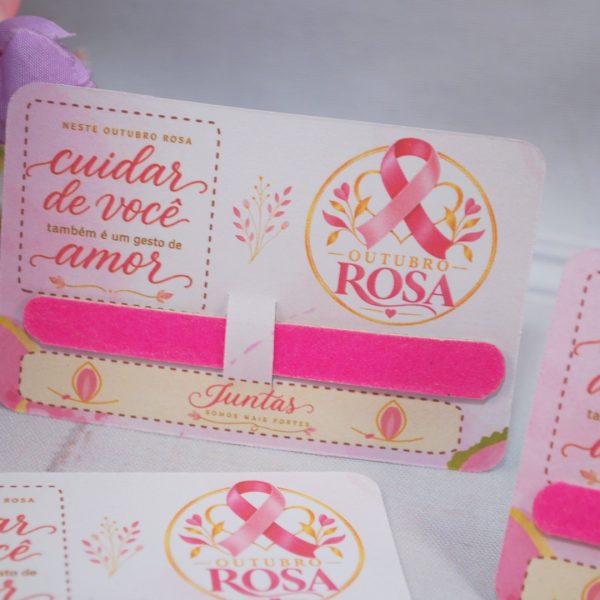 Outubro Rosa Cartão para Mini Lixa (com Mini Lixa Inclusa)
