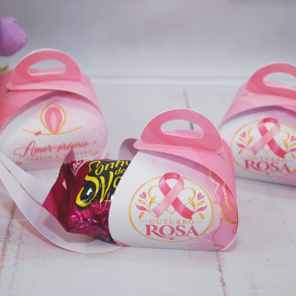 Outubro Rosa Porta Bombom - Estampa Rosa Claro