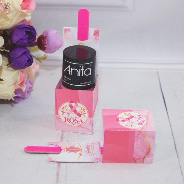 Outubro Rosa Porta Esmalte e Lixa - Estampa Rosa Claro