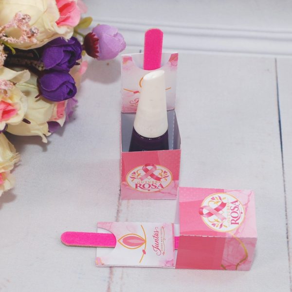 Outubro Rosa Porta Esmalte e Lixa - Estampa Rosa Claro