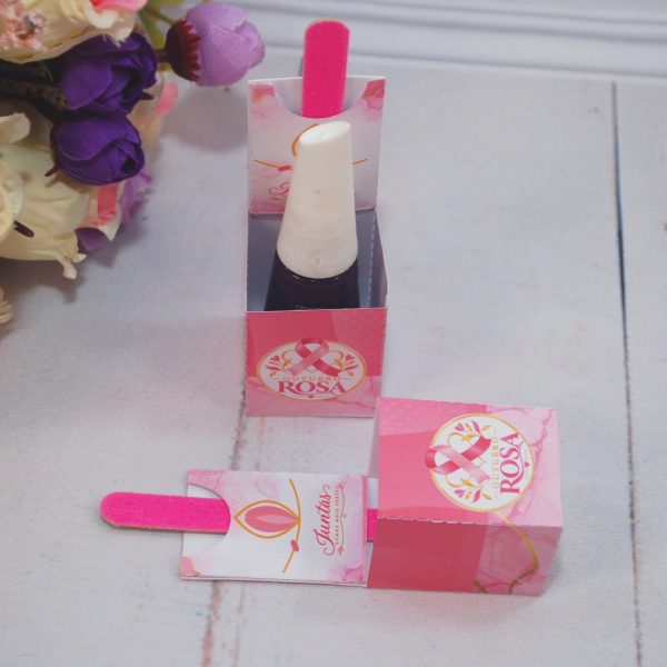 Outubro Rosa Porta Esmalte e Lixa - Estampa Rosa Claro