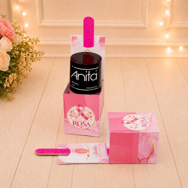 Outubro Rosa Porta Esmalte e Lixa - Estampa Rosa Claro