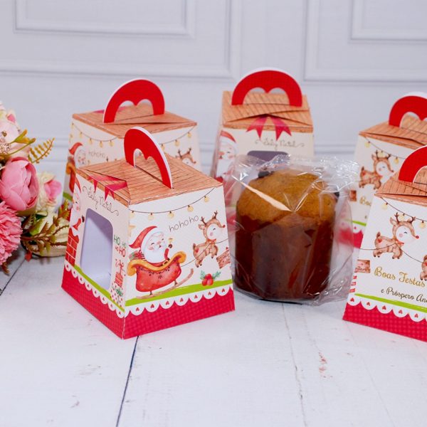 Lembrancinha de Natal Caixa Para Mini Panetone de 80g