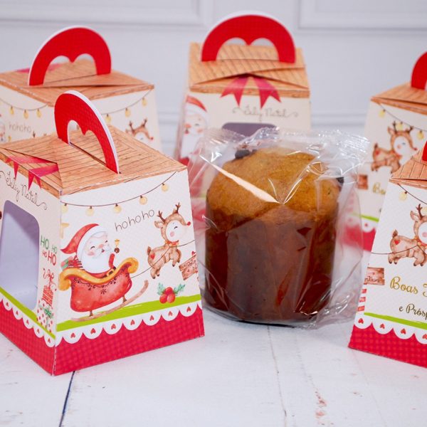 Lembrancinha de Natal Caixa Para Mini Panetone de 80g