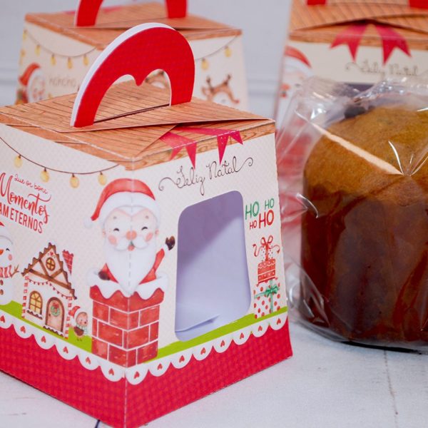 Lembrancinha de Natal Caixa Para Mini Panetone de 80g