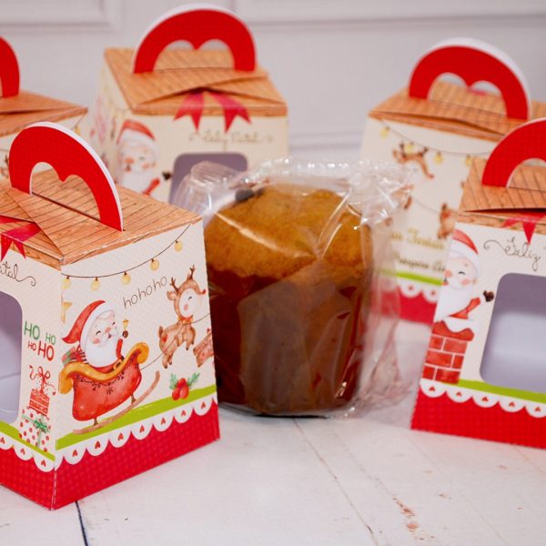Lembrancinha de Natal Caixa Para Mini Panetone de 80g