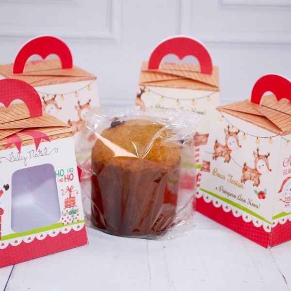 Lembrancinha de Natal Caixa Para Mini Panetone de 80g