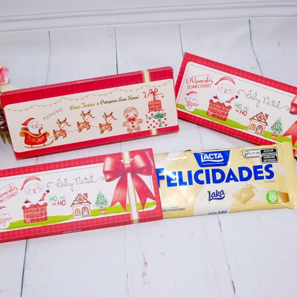 Lembrancinha de Natal Caixinha Para Barra de Chocolates de 90g