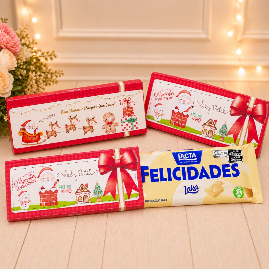 Caixinha Para Barra de Chocolates 90g Natal