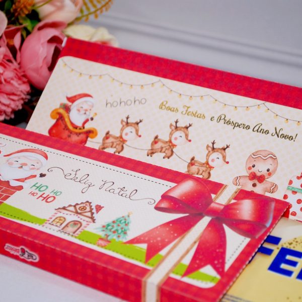 Lembrancinha de Natal Caixinha Para Barra de Chocolates de 90g