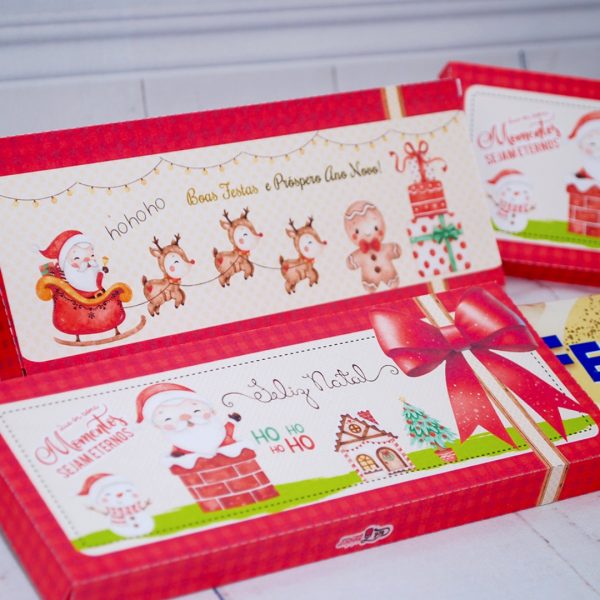 Lembrancinha de Natal Caixinha Para Barra de Chocolates de 90g
