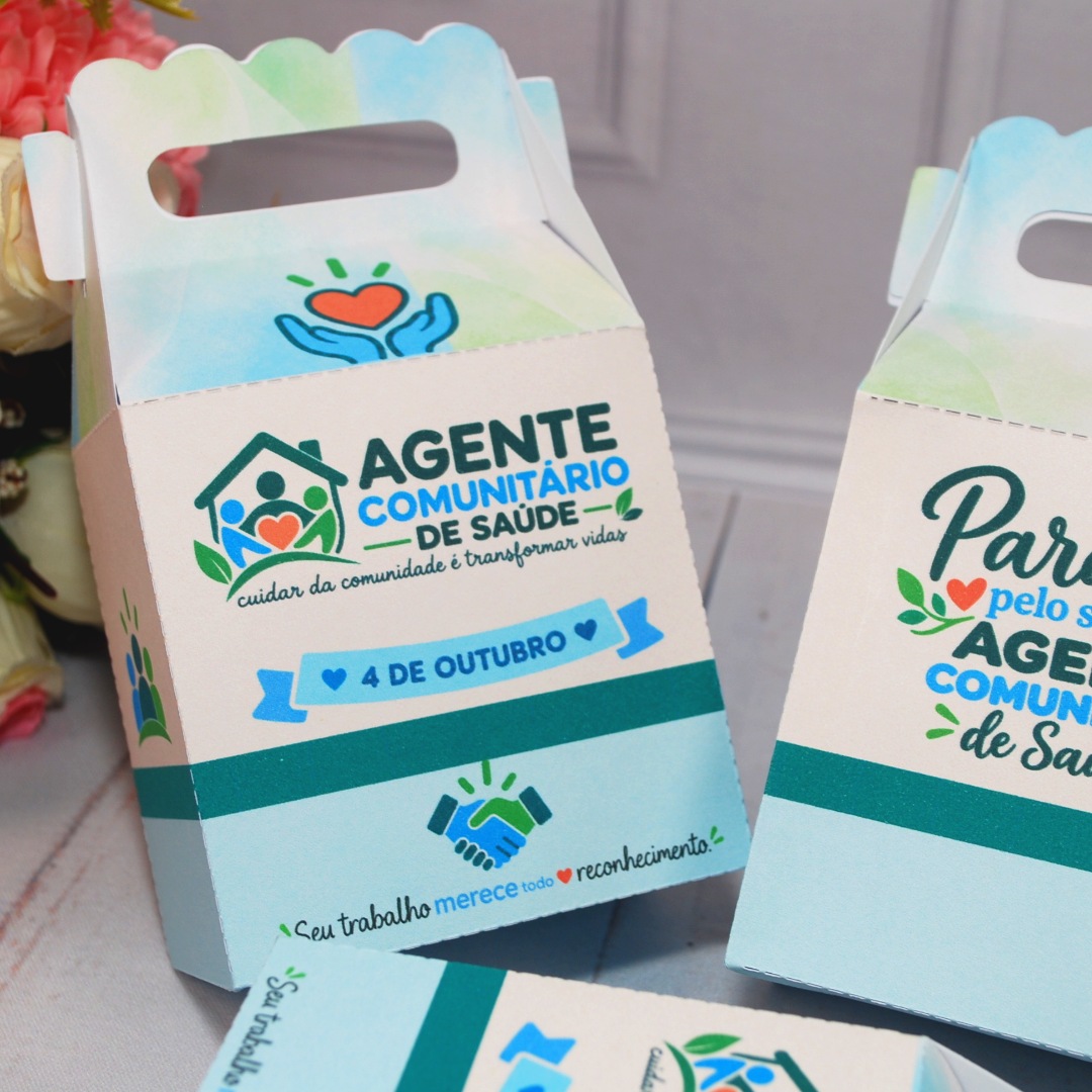 Caixinha lembrancinha Dia do Agente Comunitário de Saúde montada