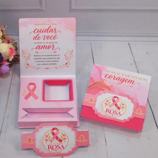 Outubro Rosa Caixinha para Talento e Prestigio - Estampa Rosa Claro