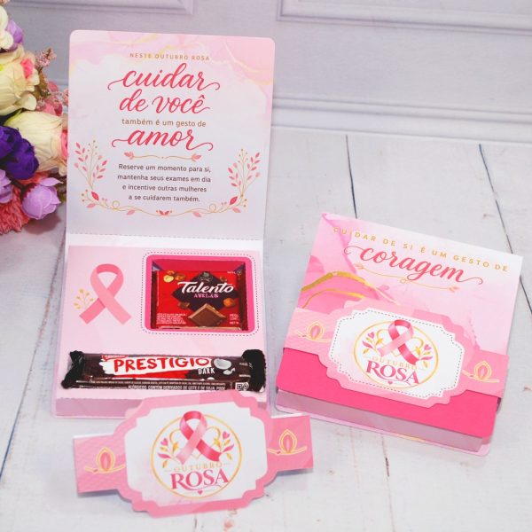 Outubro Rosa Caixinha para Talento e Prestigio - Estampa Rosa Claro