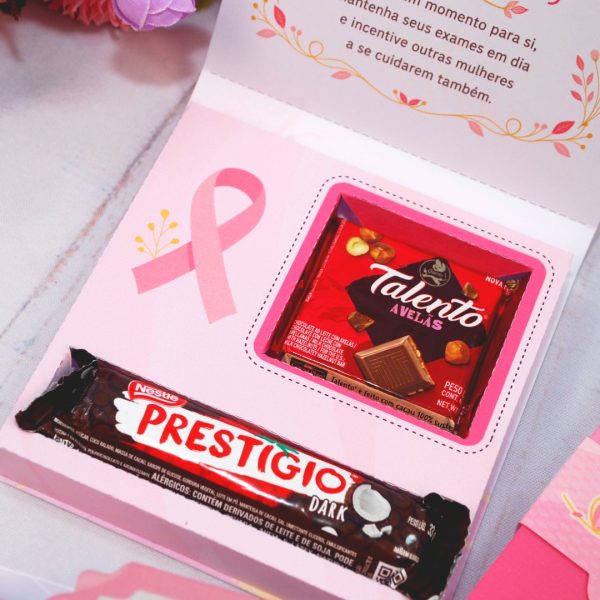 Outubro Rosa Caixinha para Talento e Prestigio - Estampa Rosa Claro