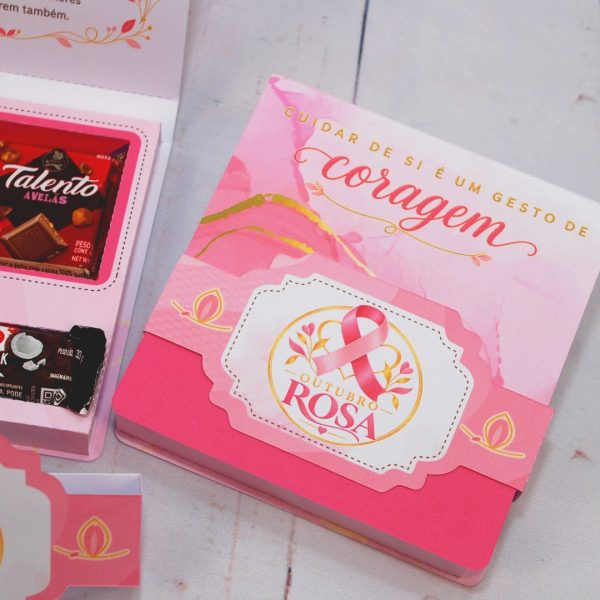 Outubro Rosa Caixinha para Talento e Prestigio - Estampa Rosa Claro