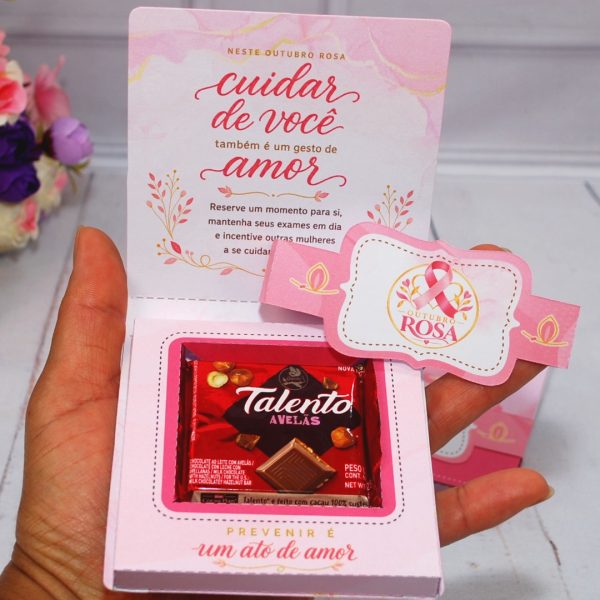 Outubro Rosa Caixinha para Mini Talento - Estampa Rosa Claro
