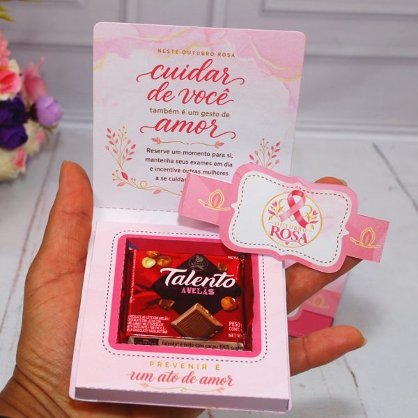 Outubro Rosa Caixinha para Mini Talento - Estampa Rosa Claro