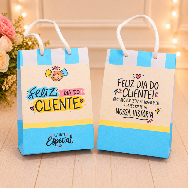 Dia do Cliente Mini Sacolinha para Lembrancinhas