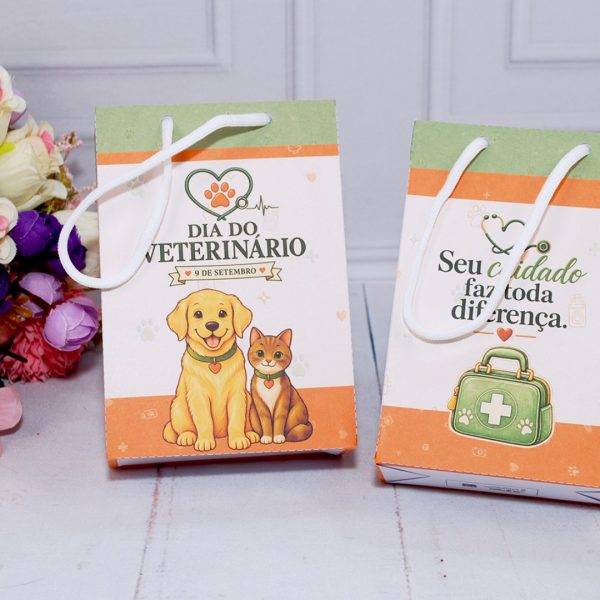 Dia do Veterinario Mini Sacolinha para Lembrancinha