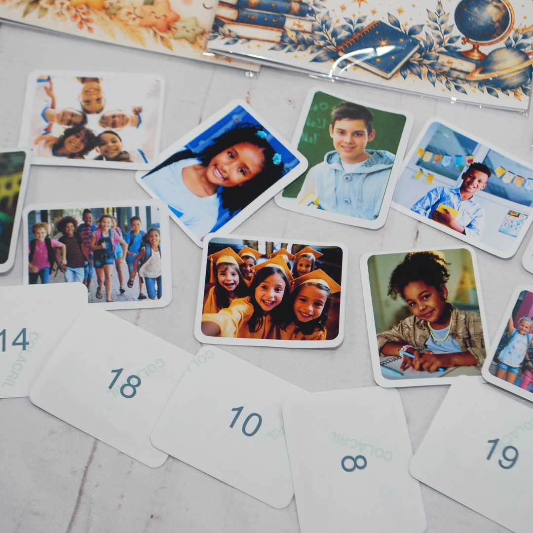 Figurinhas numeradas com as fotos da turma