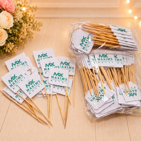 Bandeirinha Personalizada com Palito de Mesa 7 cm para Lanchonete e Bar