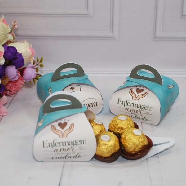 Enfermagem Caixinha com Alça para 4 Ferrero Rocher ou Sabonete