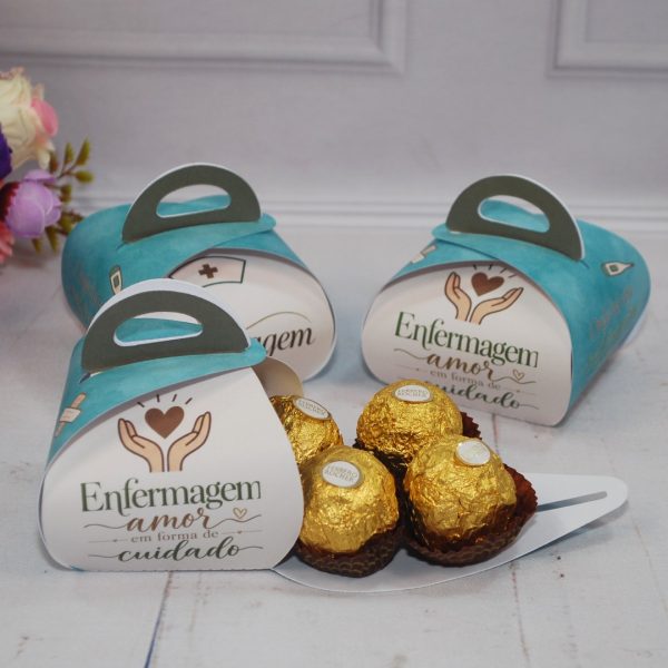 Enfermagem Caixinha com Alça para 4 Ferrero Rocher ou Sabonete