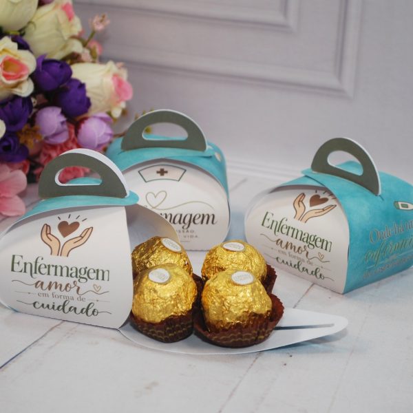 Enfermagem Caixinha com Alça para 4 Ferrero Rocher ou Sabonete