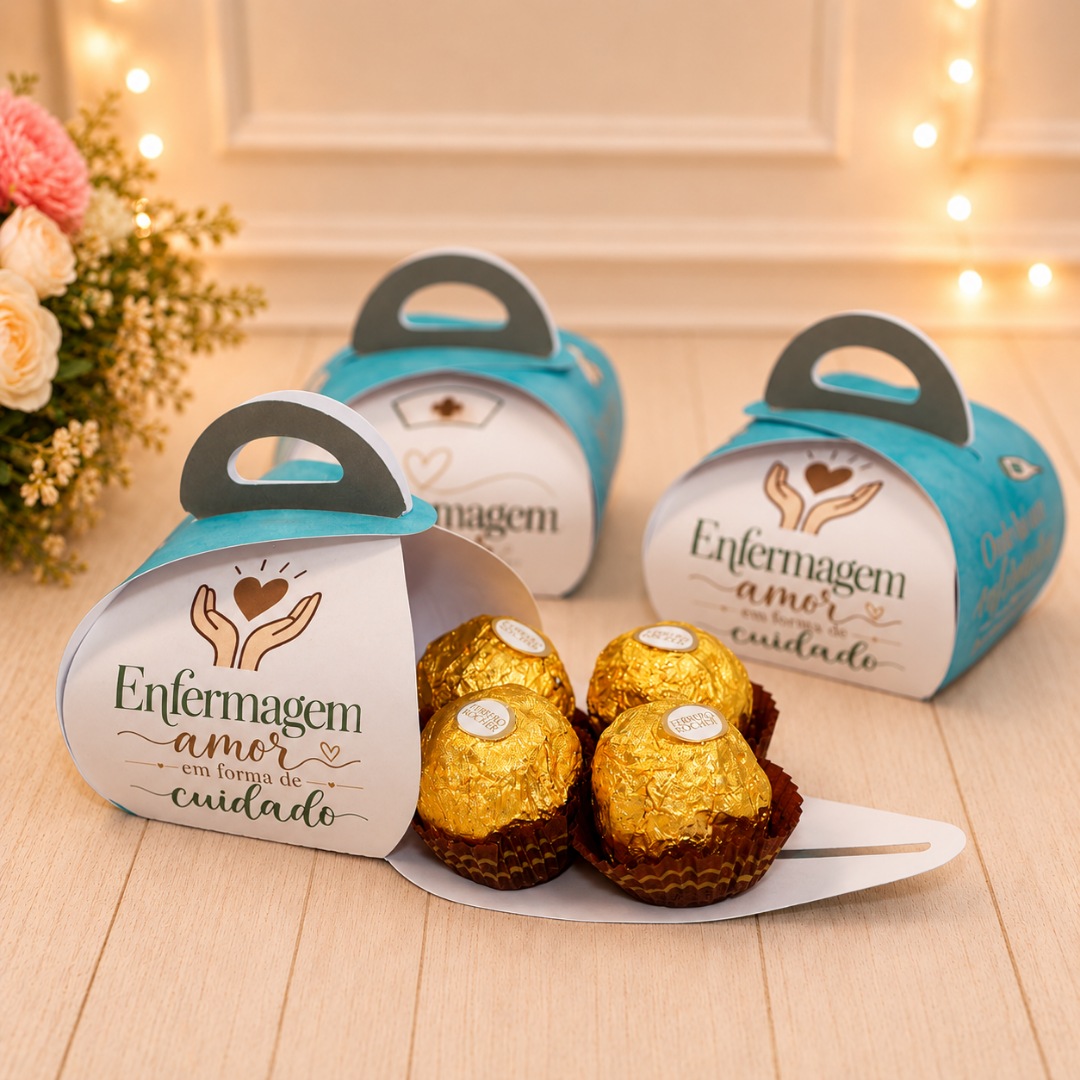 Enfermagem Caixinha com Alça para 4 Ferrero Rocher ou Sabonete