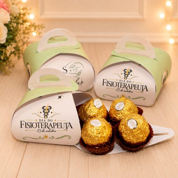 Dia do Fisioterapeuta Caixinha com Alça para 4 Ferrero Rocher ou Sabonete