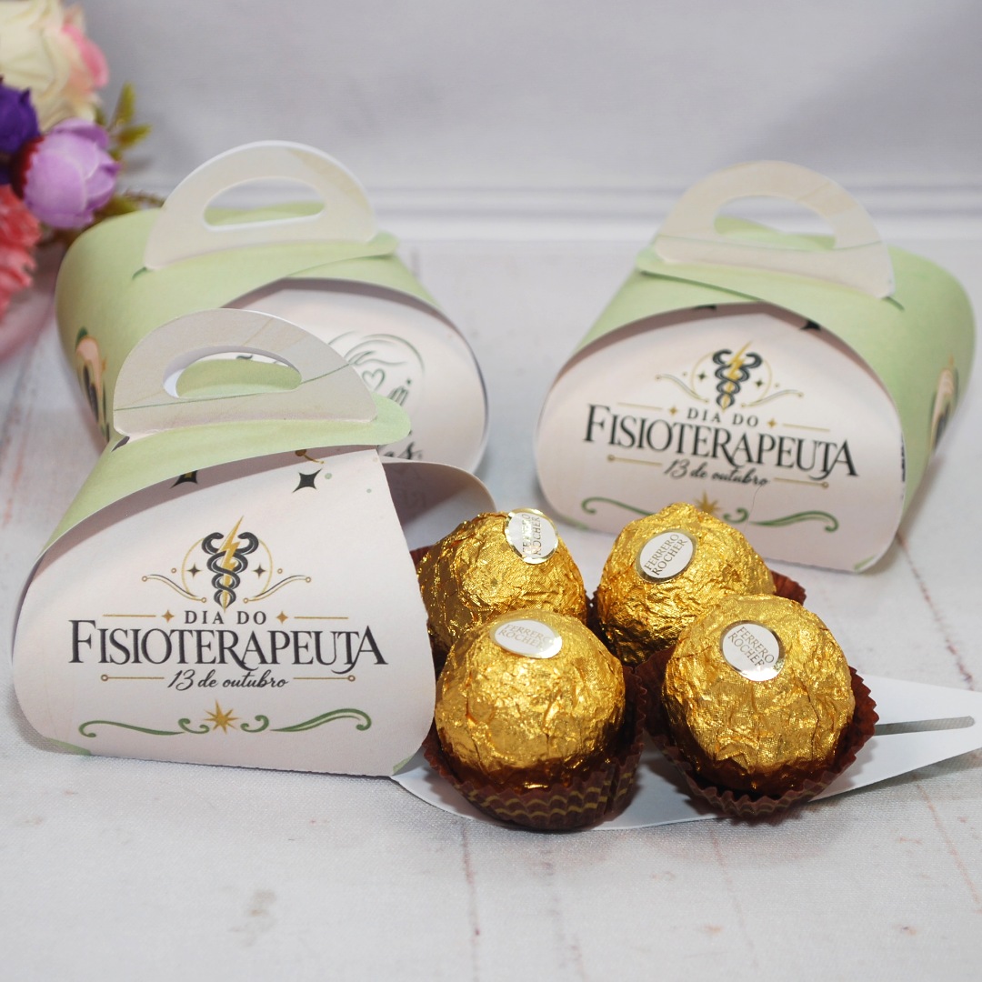 Dia do Fisioterapeuta Caixinha com Alça para 4 Ferrero Rocher ou Sabonete montada