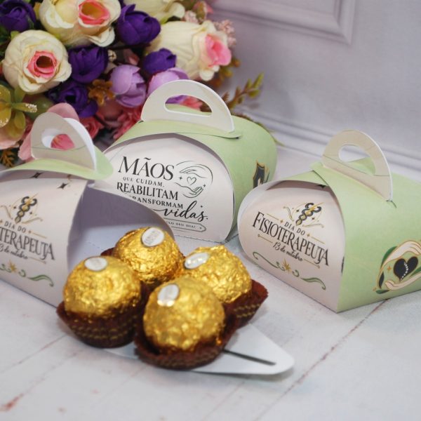 Dia do Fisioterapeuta Caixinha com Alça para 4 Ferrero Rocher ou Sabonete