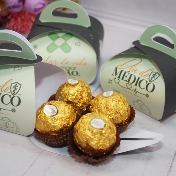 Dia do Médico Caixinha com Alça para 4 Ferrero Rocher ou Sabonete