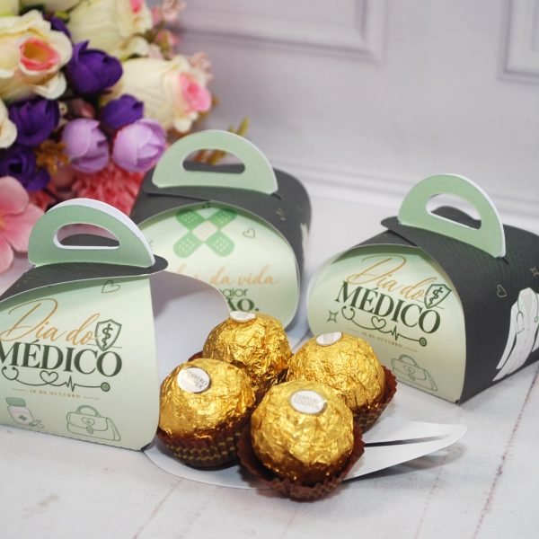 Dia do Médico Caixinha com Alça para 4 Ferrero Rocher ou Sabonete