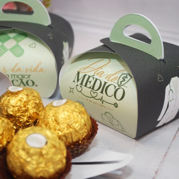 Dia do Médico Caixinha com Alça para 4 Ferrero Rocher ou Sabonete