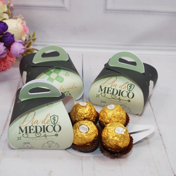 Dia do Médico Caixinha com Alça para 4 Ferrero Rocher ou Sabonete